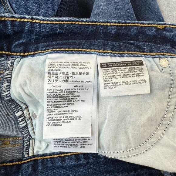 Levi's Womens 711 Skinny Dark Blue Denim Jeans Casual Distressed Raw Hem Size 30 - Picture 11 of 15